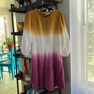 Universal Thread gauze multicolor 3/4 sleeve dress pockets size medium